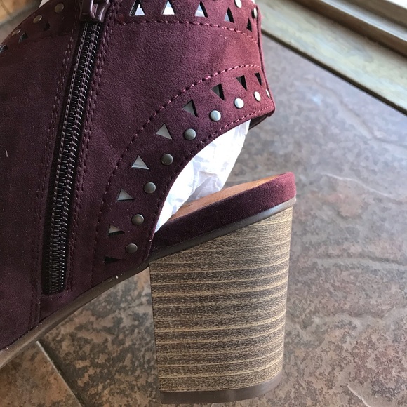 Burgundy Peep Toe Bootie - Picture 4 of 8